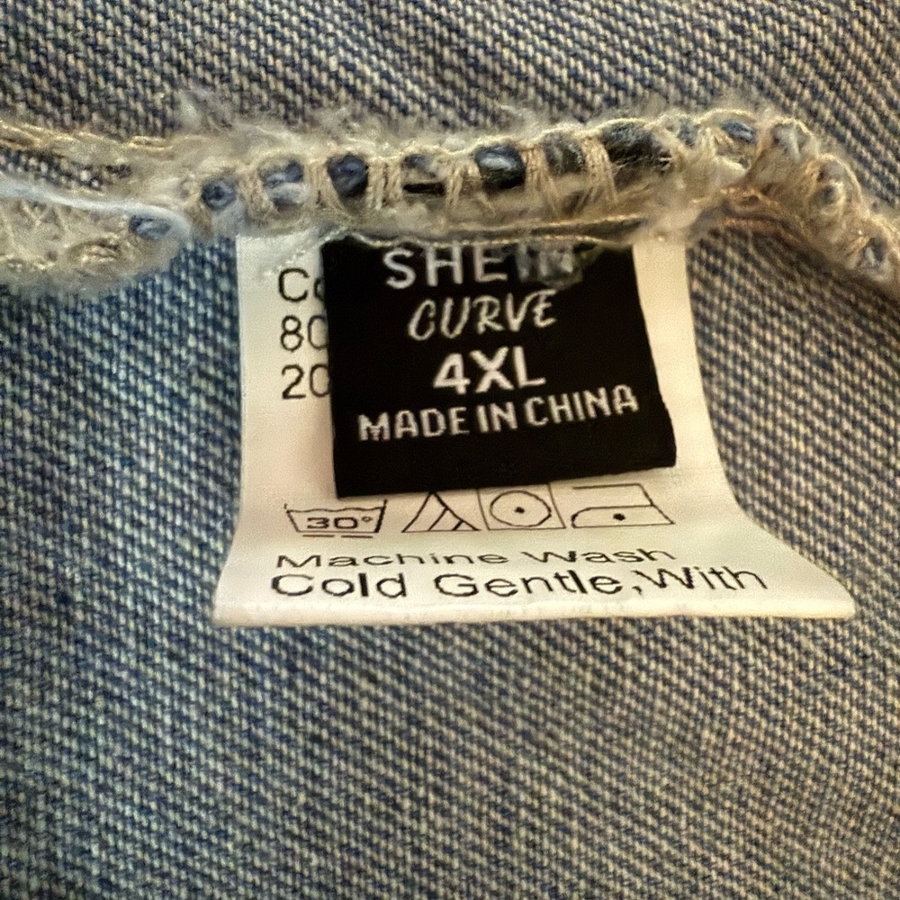 SHEIN Denim Jacket with Sparkling Silver Sleeves - Picture 2 of 13